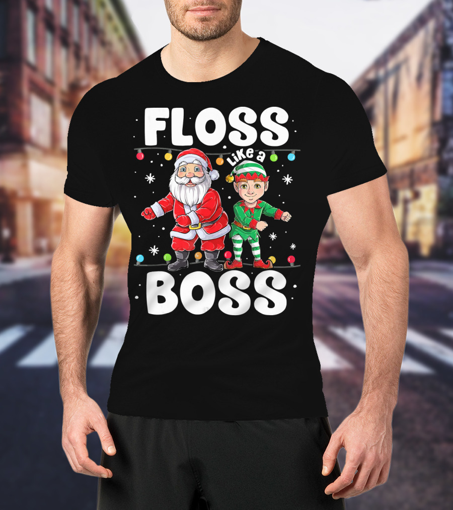 Floss Like A Boss Santa And Elf Christmas Dance T-Shirt