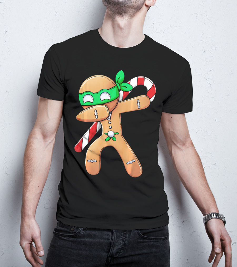 Christmas Boys Dabbing Gingerbread Ninja Candy Cane T-Shirt