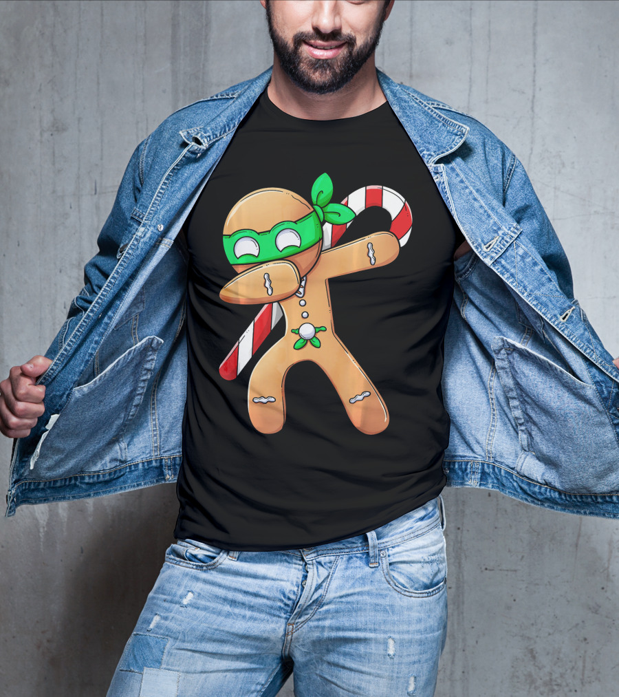 Christmas Boys Dabbing Gingerbread Ninja Candy Cane T-Shirt
