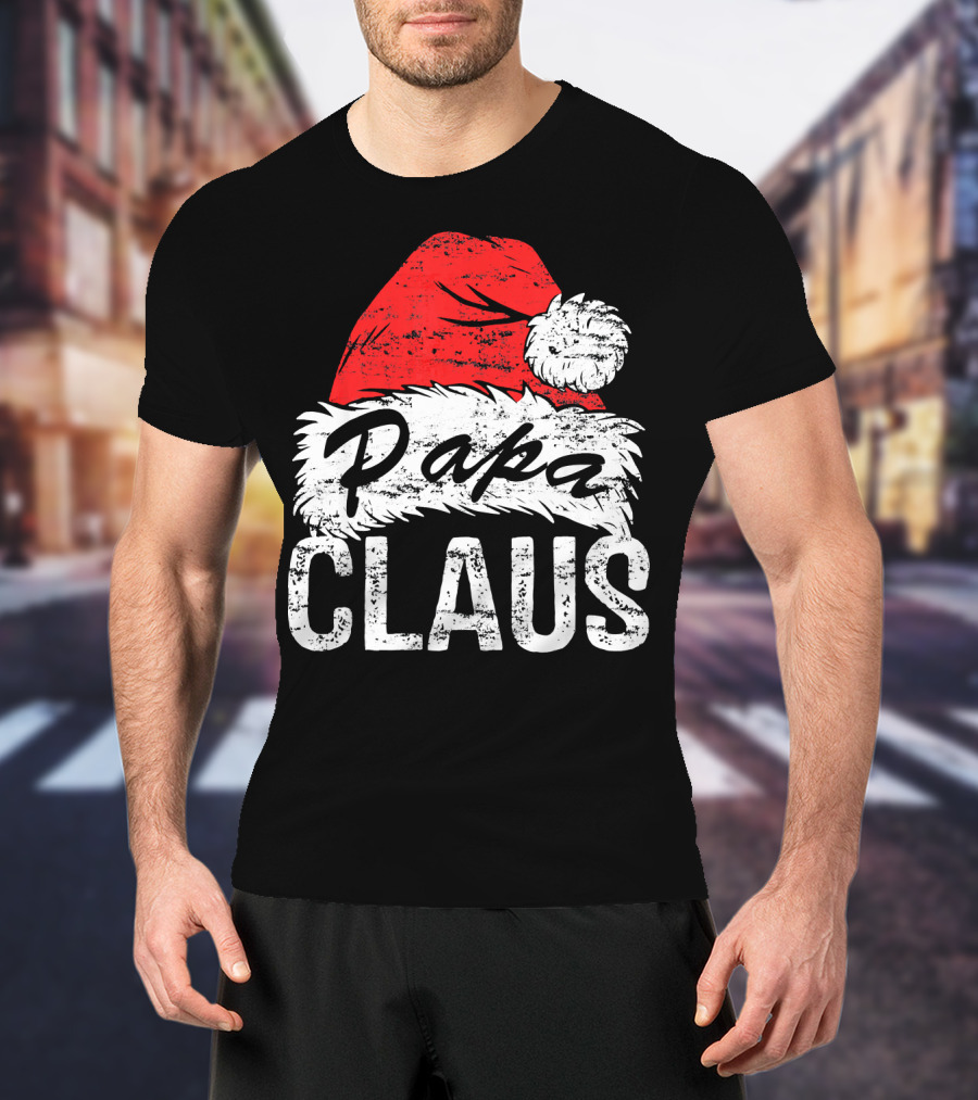 Papa Claus Matching Family Christmas Santa Hat T-Shirt