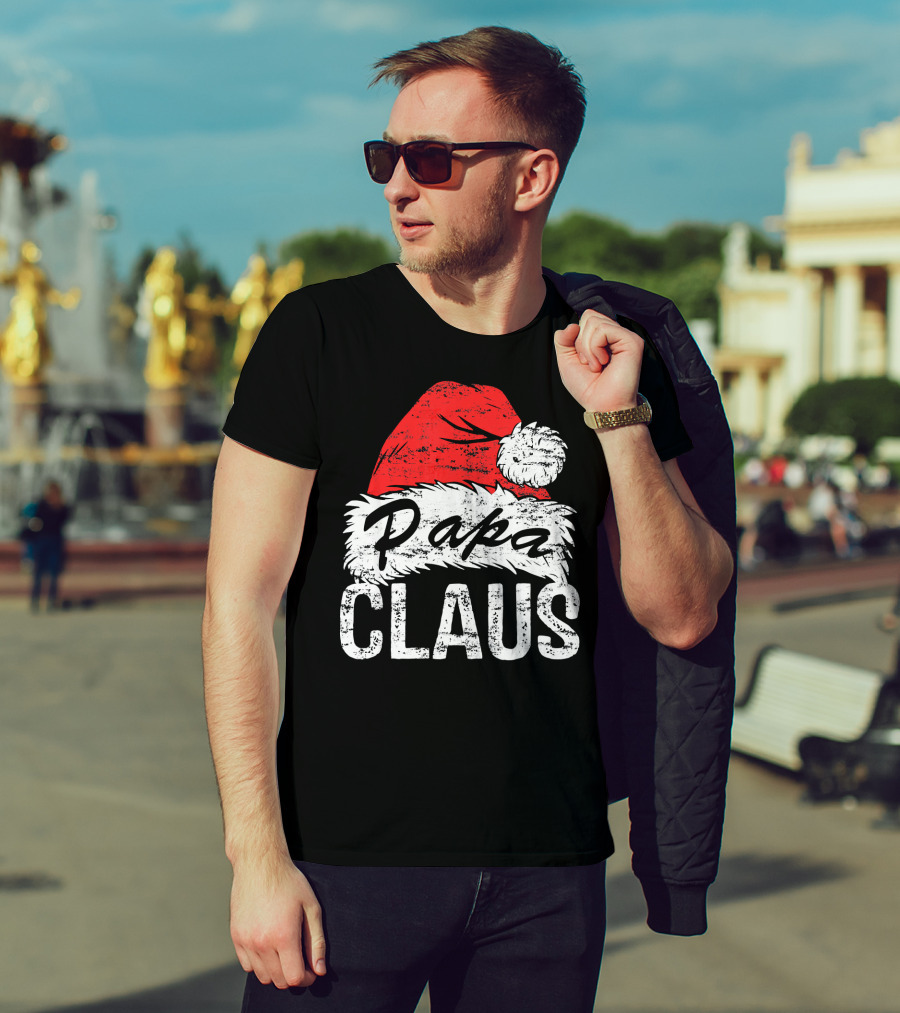 Papa Claus Matching Family Christmas Santa Hat T-Shirt