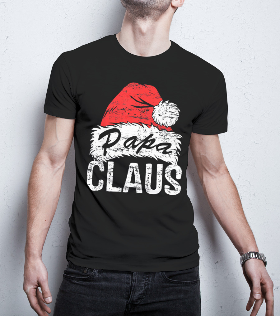 Papa Claus Matching Family Christmas Santa Hat T-Shirt