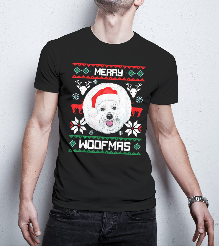 Merry Woofmas Bichon Frise Holiday T-Shirt