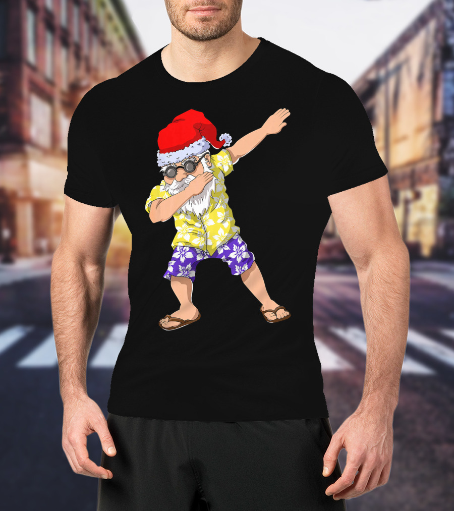 Santa Claus Dabbing In Hawaiian Shirt Christmas In July T-Shirt