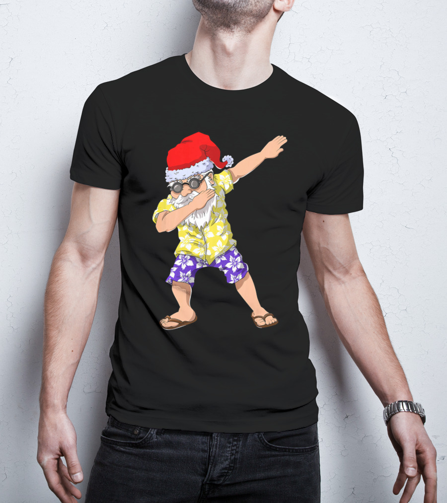 Santa Claus Dabbing In Hawaiian Shirt Christmas In July T-Shirt