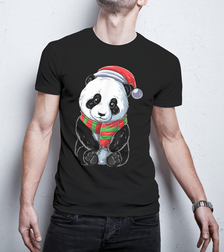 Christmas Panda Santa Hat Pandas Festive Scarf T-Shirt