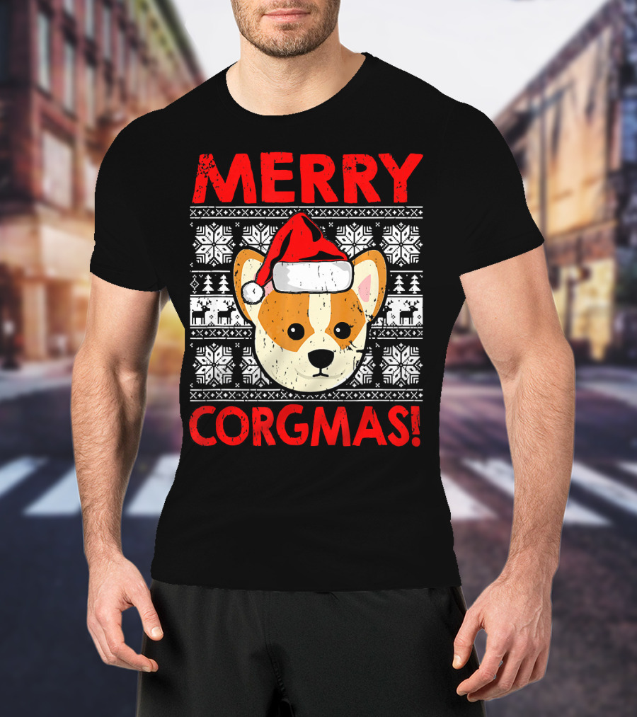 Merry Corgmas Funny Christmas Santa Corgi Dog T-Shirt