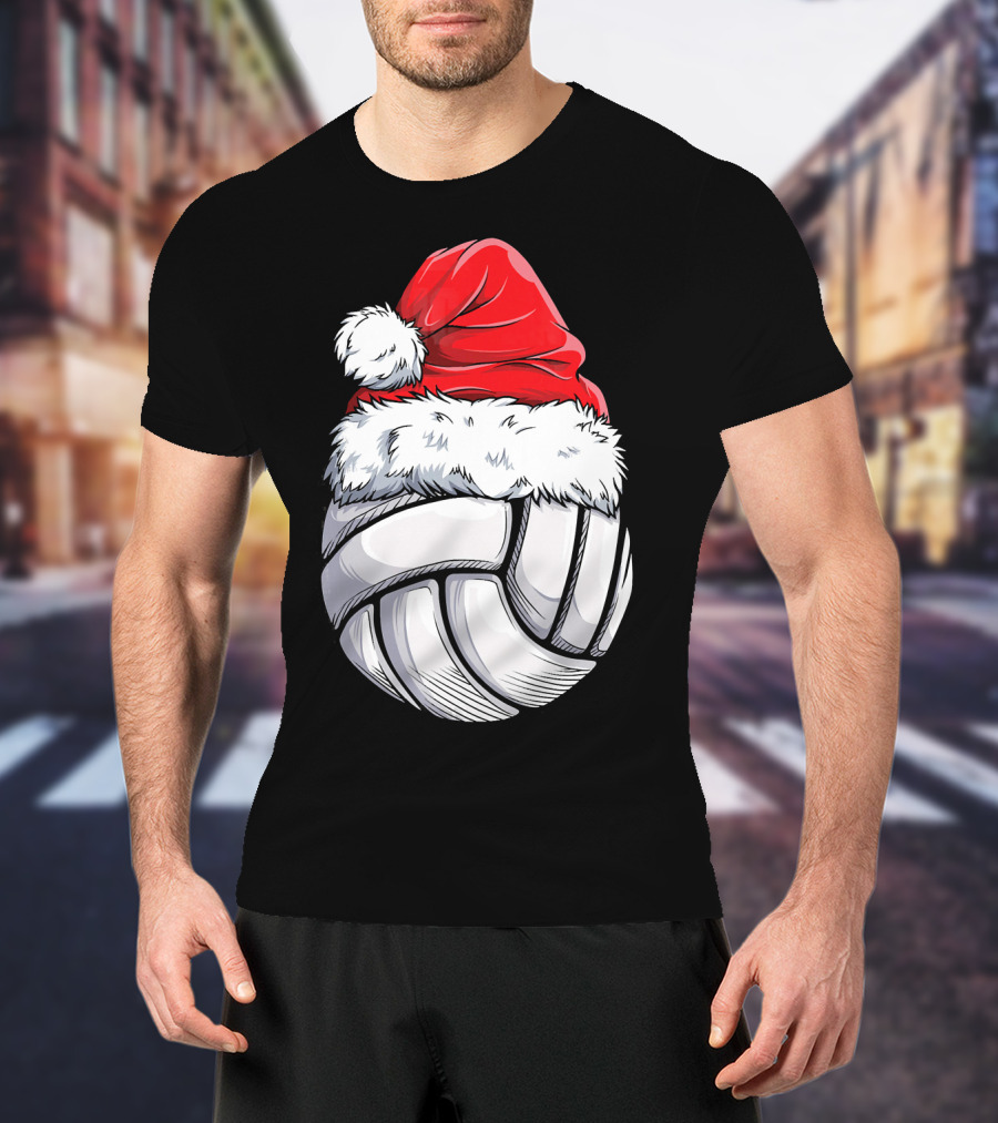 Volleyball Santa Hat Christmas Ball T-Shirt