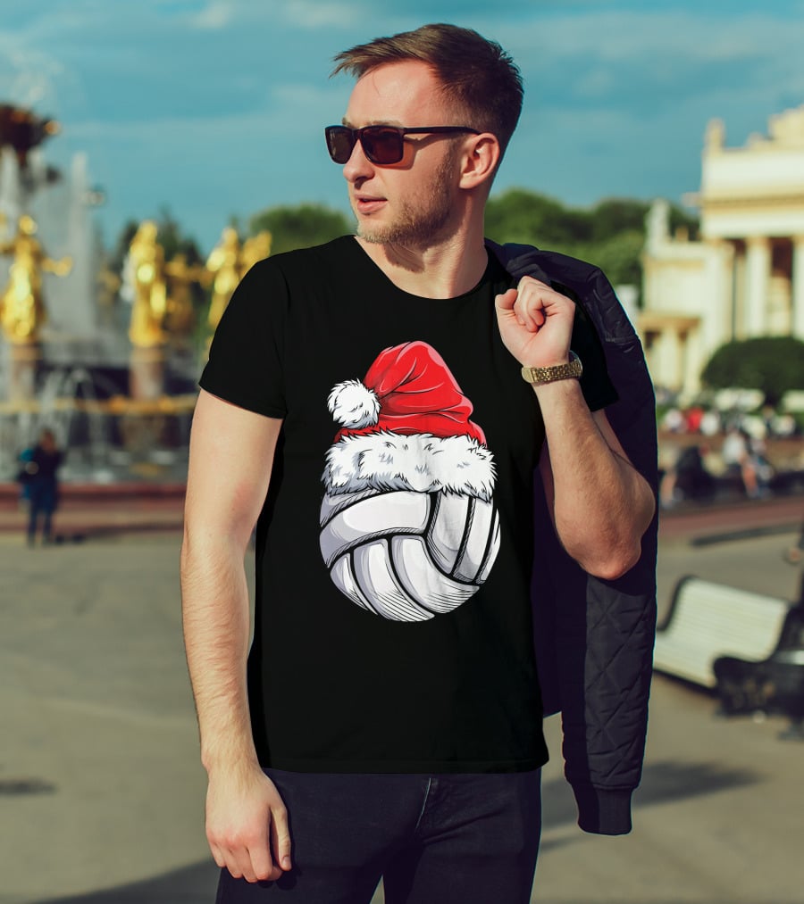 Volleyball Santa Hat Christmas Ball T-Shirt