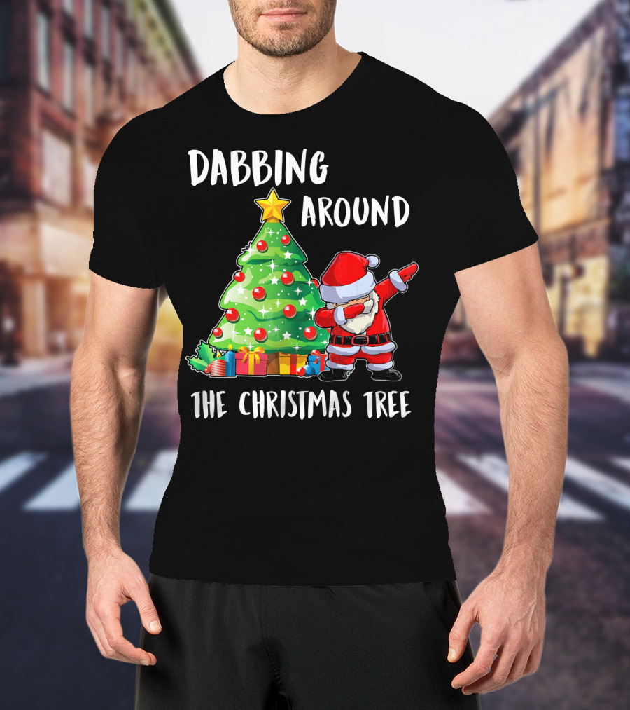 Dabbing Santa Claus Around The Christmas Tree T-Shirt