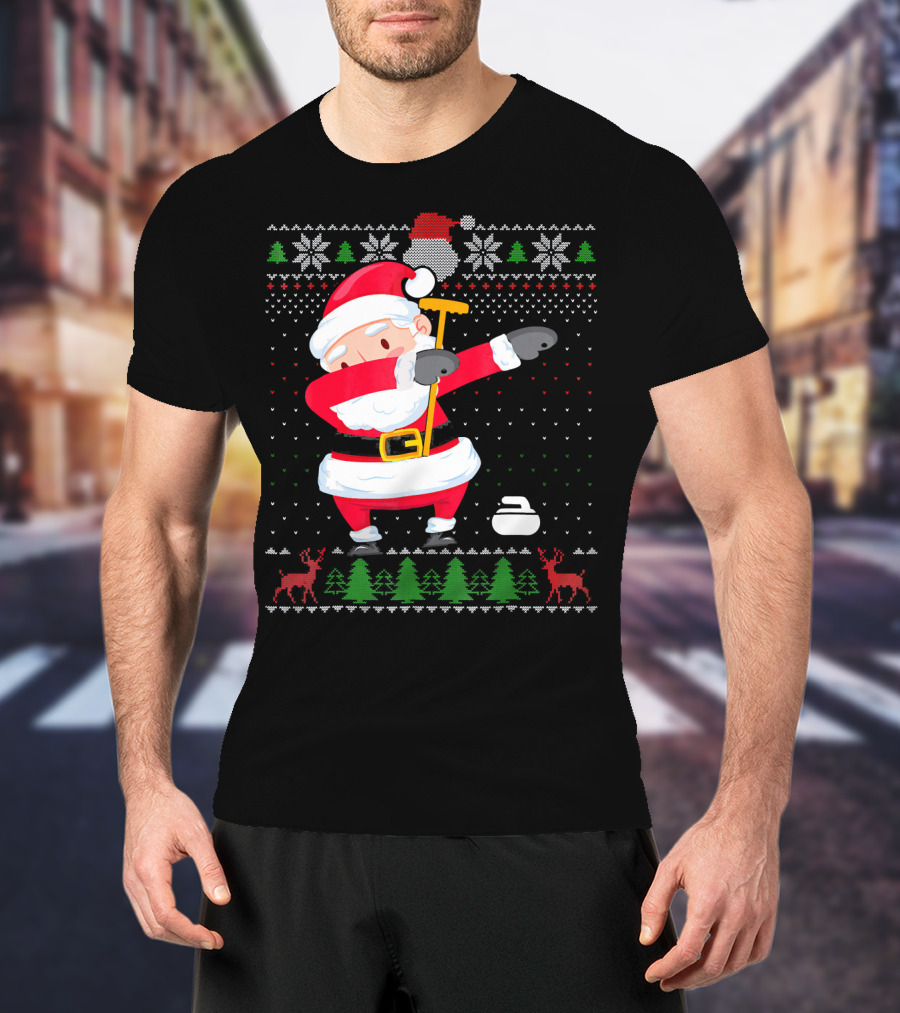 Dabbing Santa Ugly Christmas Sweater Curling T-Shirt