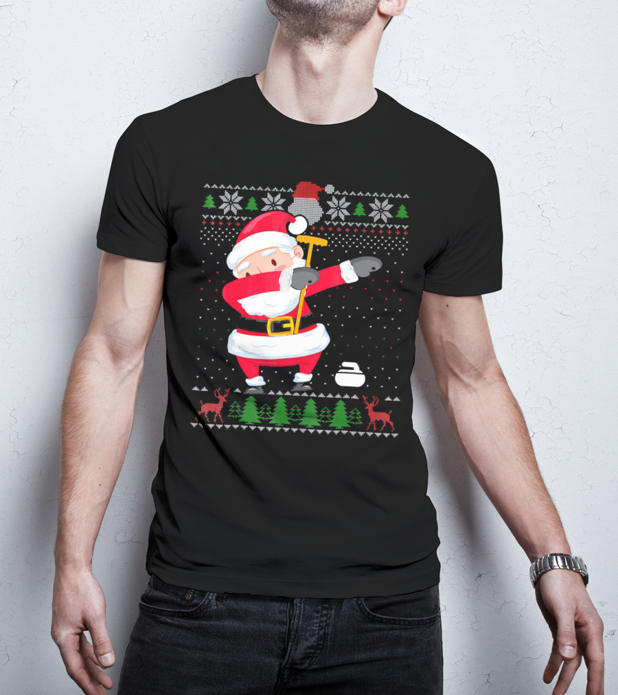 Dabbing Santa Ugly Christmas Sweater Curling T-Shirt
