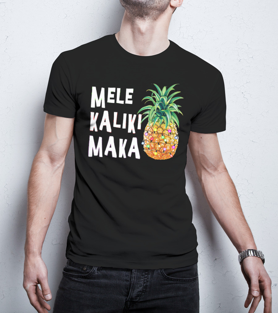 MELE KALIKIMAKA Pineapple Christmas Lights T-Shirt