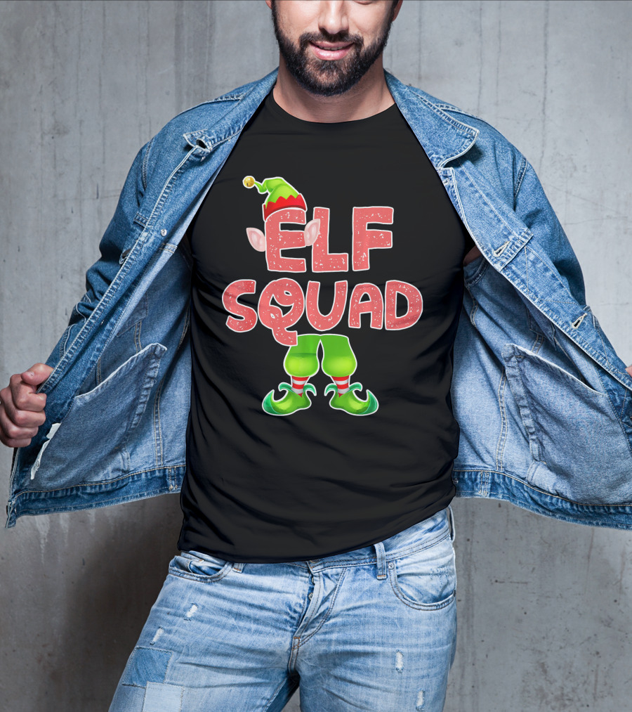 Elf Squad Funny Merry Christmas Hat And Shoes T-Shirt