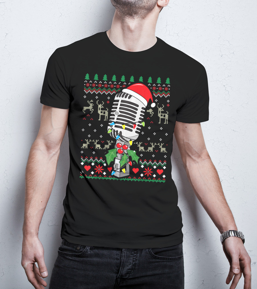 Singer Microphone Vintage Sing Christmas Holiday T-Shirt