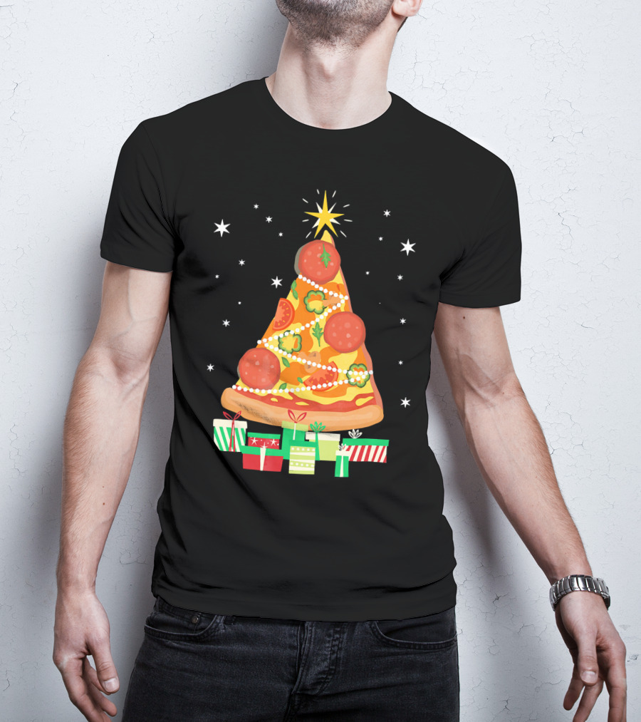 Pizza Christmas Tree Slice Festive Gifts T-Shirt