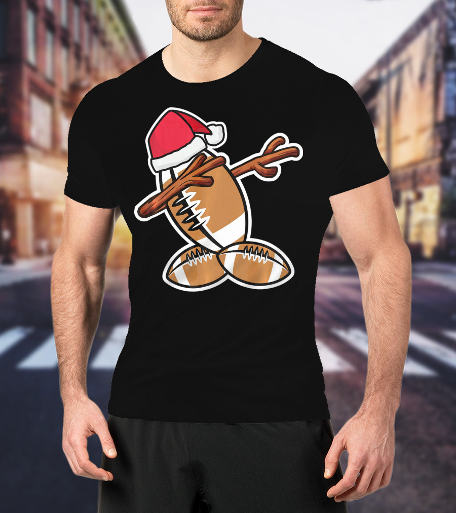 Dabbing Christmas Football Snowman T-Shirt