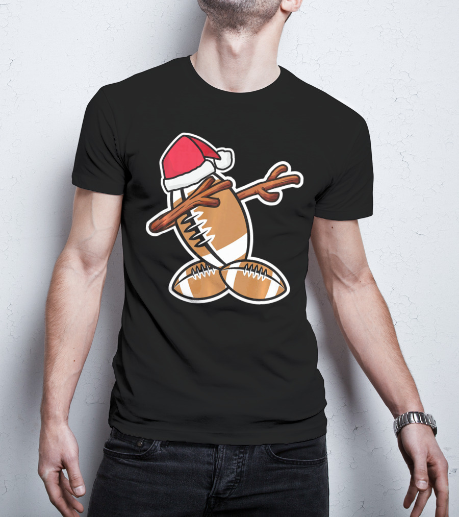 Dabbing Christmas Football Snowman T-Shirt