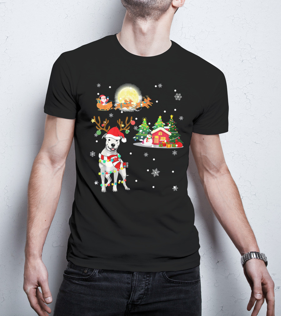 Santa's Sleigh And Festive Dogo Argentino Christmas Wonderland T-Shirt