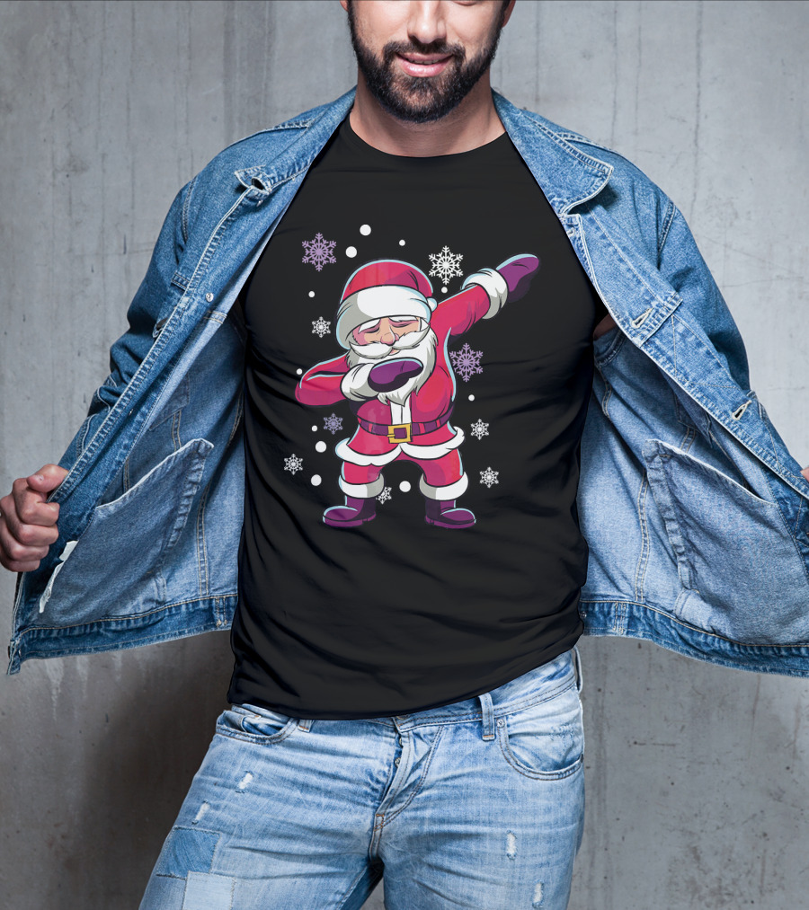 Dabbing Santa Claus With Snowflakes T-Shirt