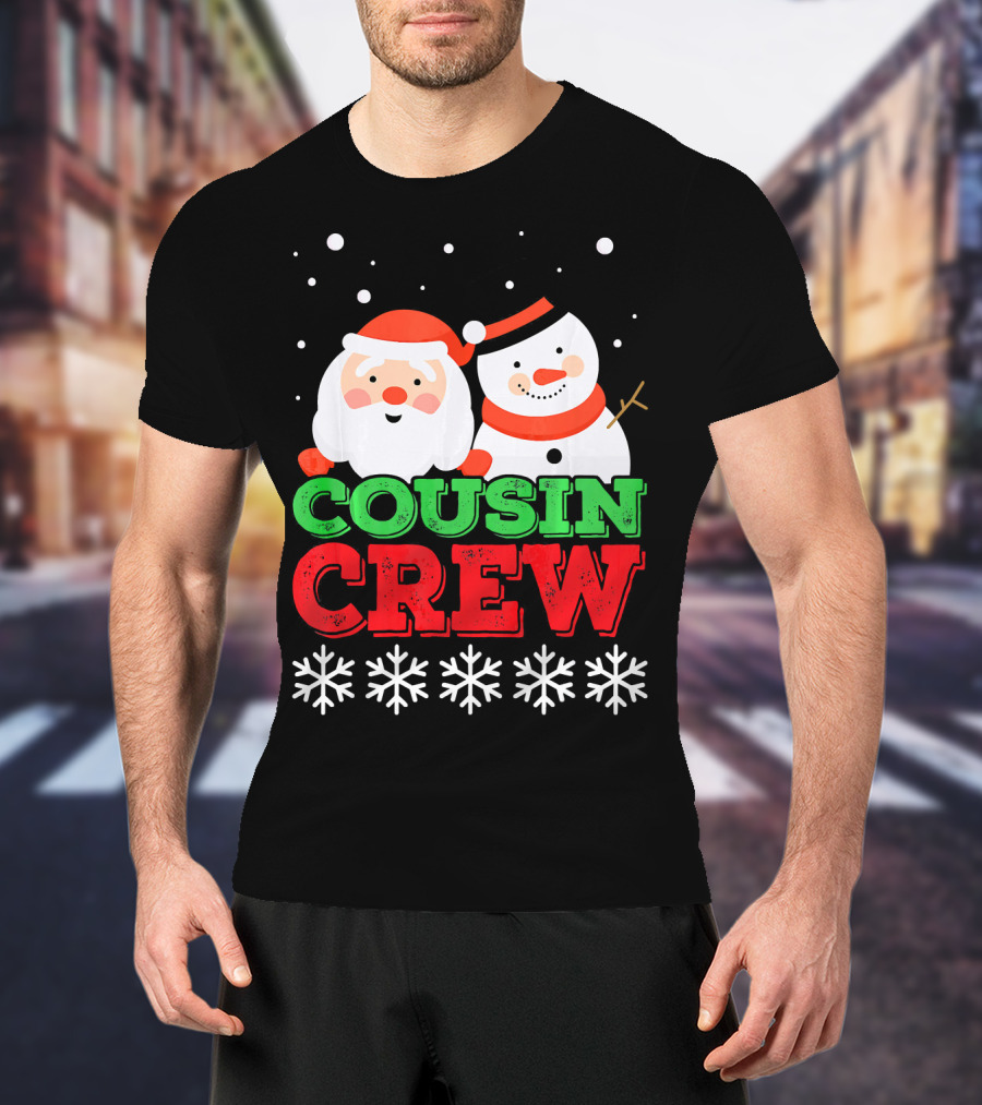 Cousin Crew Santa Snowman Christmas Party Snowflakes T-Shirt