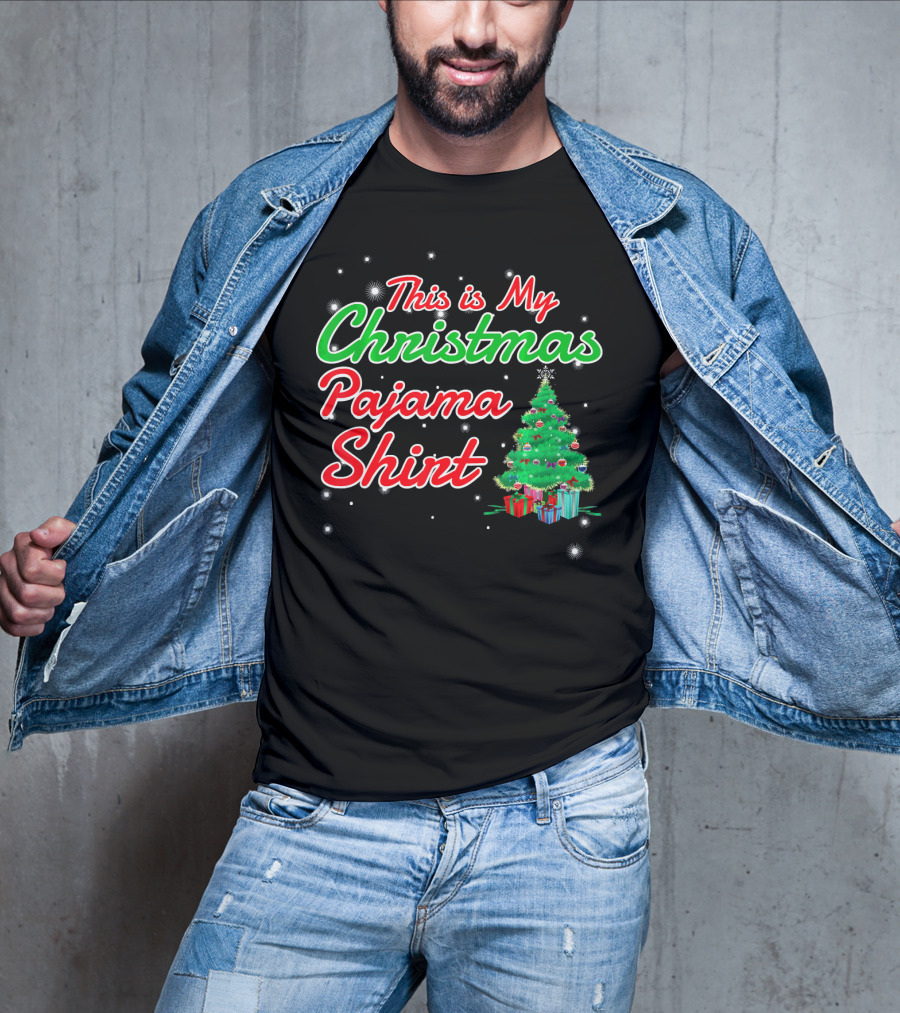 This Is My Christmas Pajama Shirt Holiday Tree Matching Family T-Shirt
