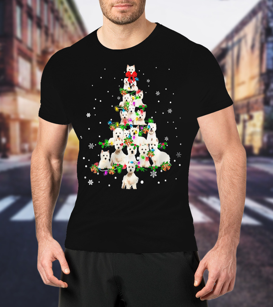 Cute West Highland White Terrier Dogs Christmas Tree T-Shirt