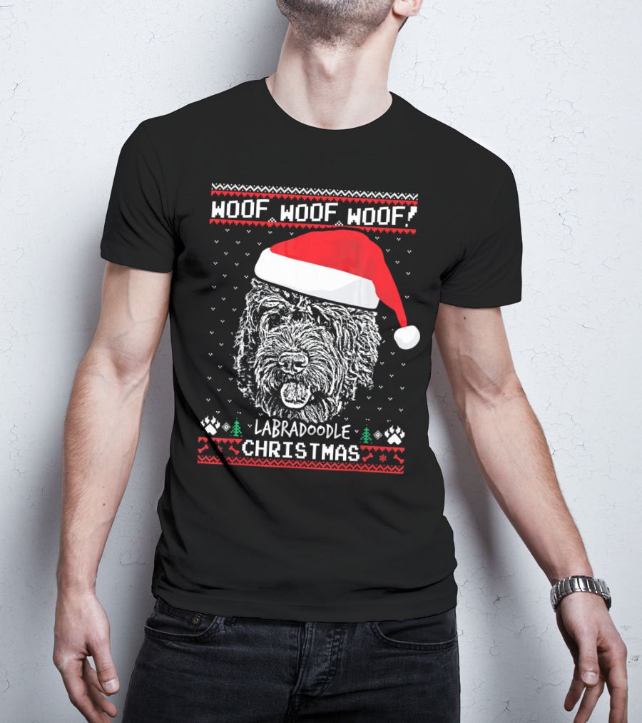 Woof Woof Woof Labradoodle Christmas T-Shirt
