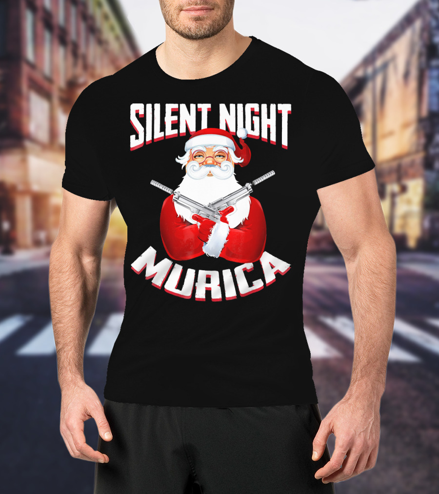 Silent Night Murica Santa With Guns T-Shirt