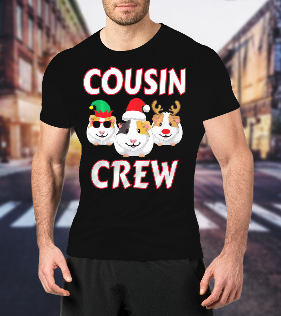 Cousin Crew Guinea Pig Christmas Holiday Reindeer Elves T-Shirt