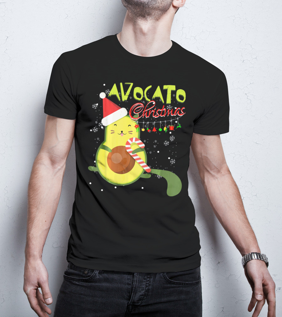 Avocato Christmas Funny Cute Cat Avocado Vegan T-Shirt