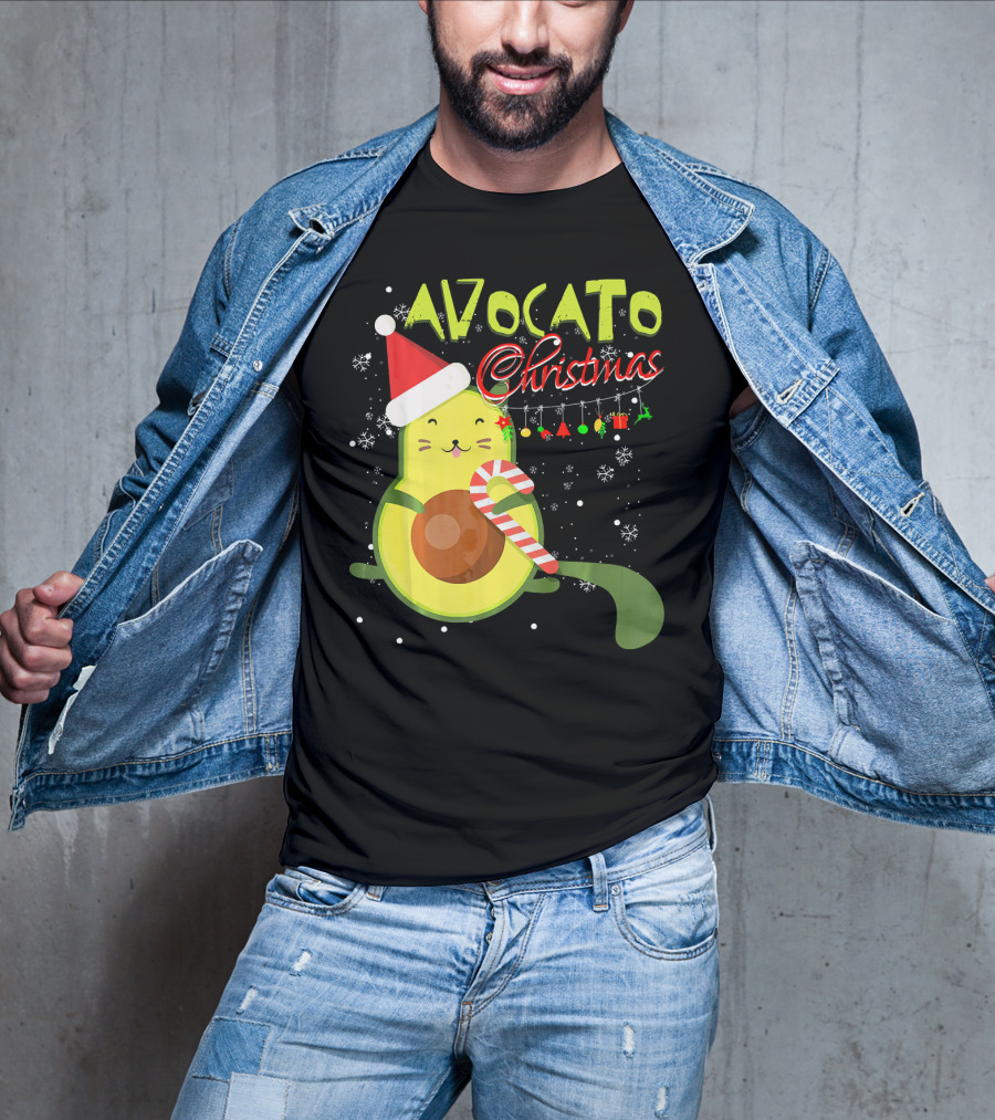 Avocato Christmas Funny Cute Cat Avocado Vegan T-Shirt