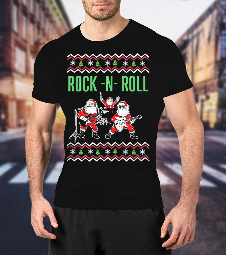 Rock N Roll Christmas Santa Rocks Festive Band Αντίγραφo T-Shirt