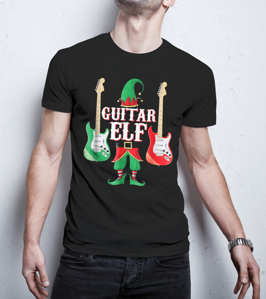 Guitar Elf With Red And Green Electric Guitars T-Shirt