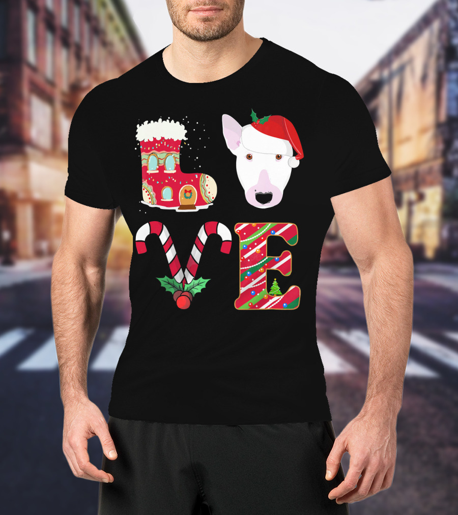 I Love My Bull Terrier Holiday Christmas T-Shirt