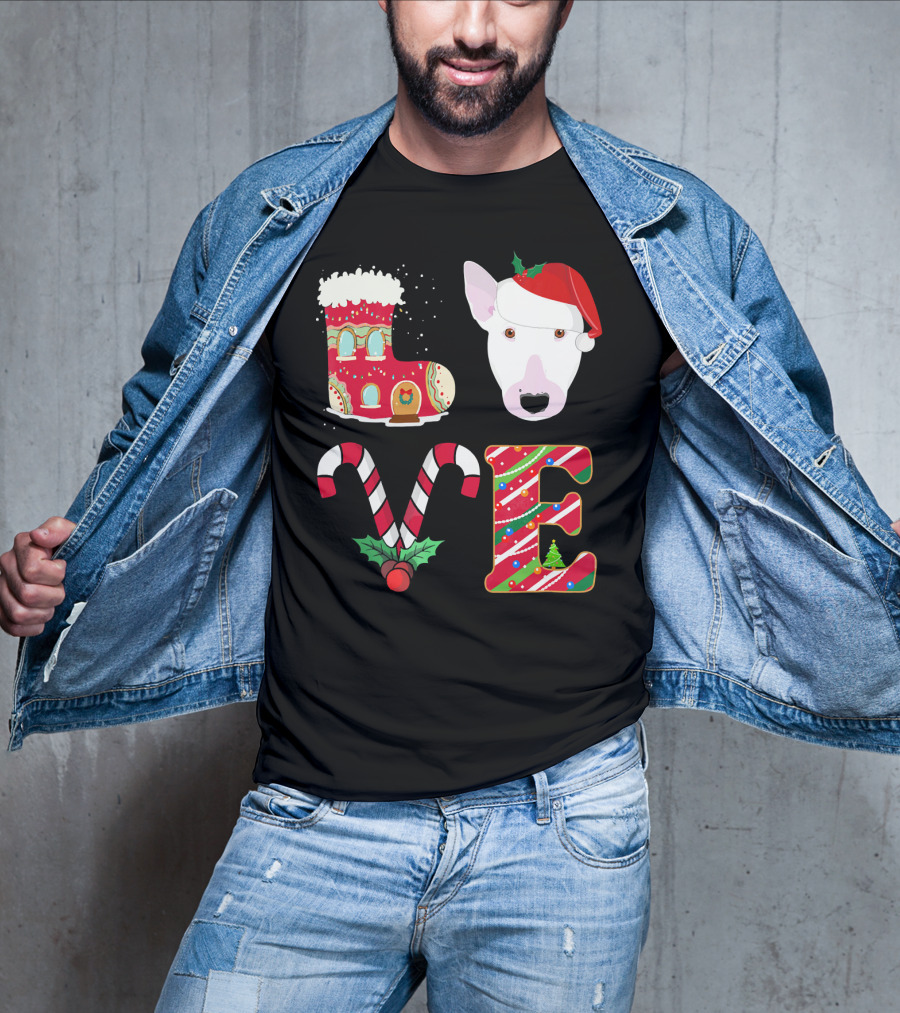 I Love My Bull Terrier Holiday Christmas T-Shirt