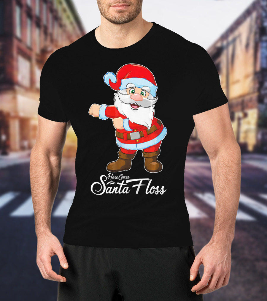 Here Comes Santa Floss Flossing Santa Dance T-Shirt