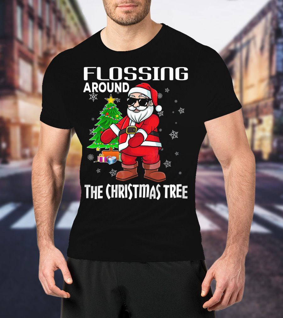 Flossing Around The Christmas Tree Santa Dance T-Shirt