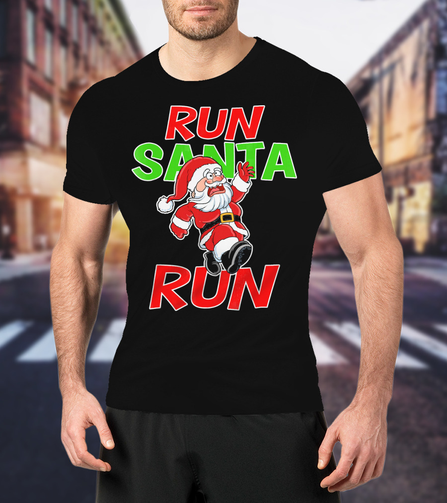 Run Santa Run Christmas Running Santa T-Shirt