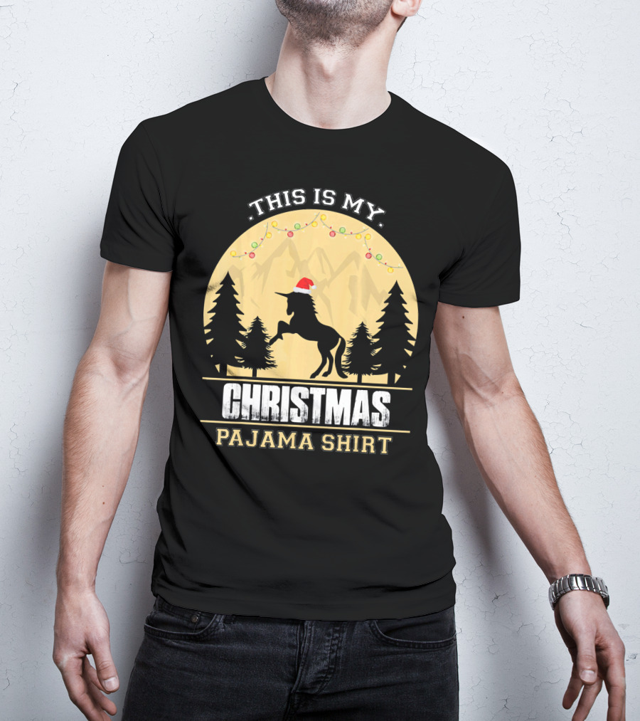 This Is My Christmas Pajama Shirt Santa Unicorn T-Shirt