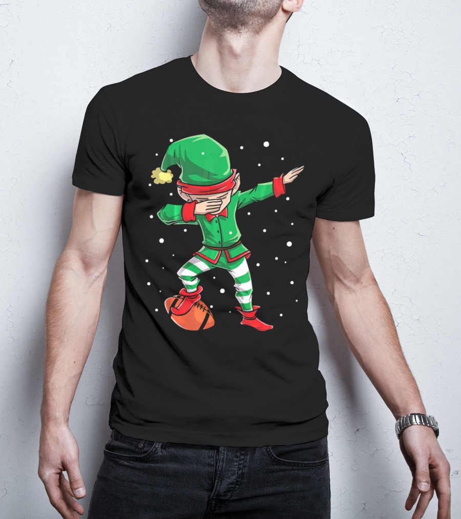 Dabbing Elf Christmas Football Holiday Fun T-Shirt