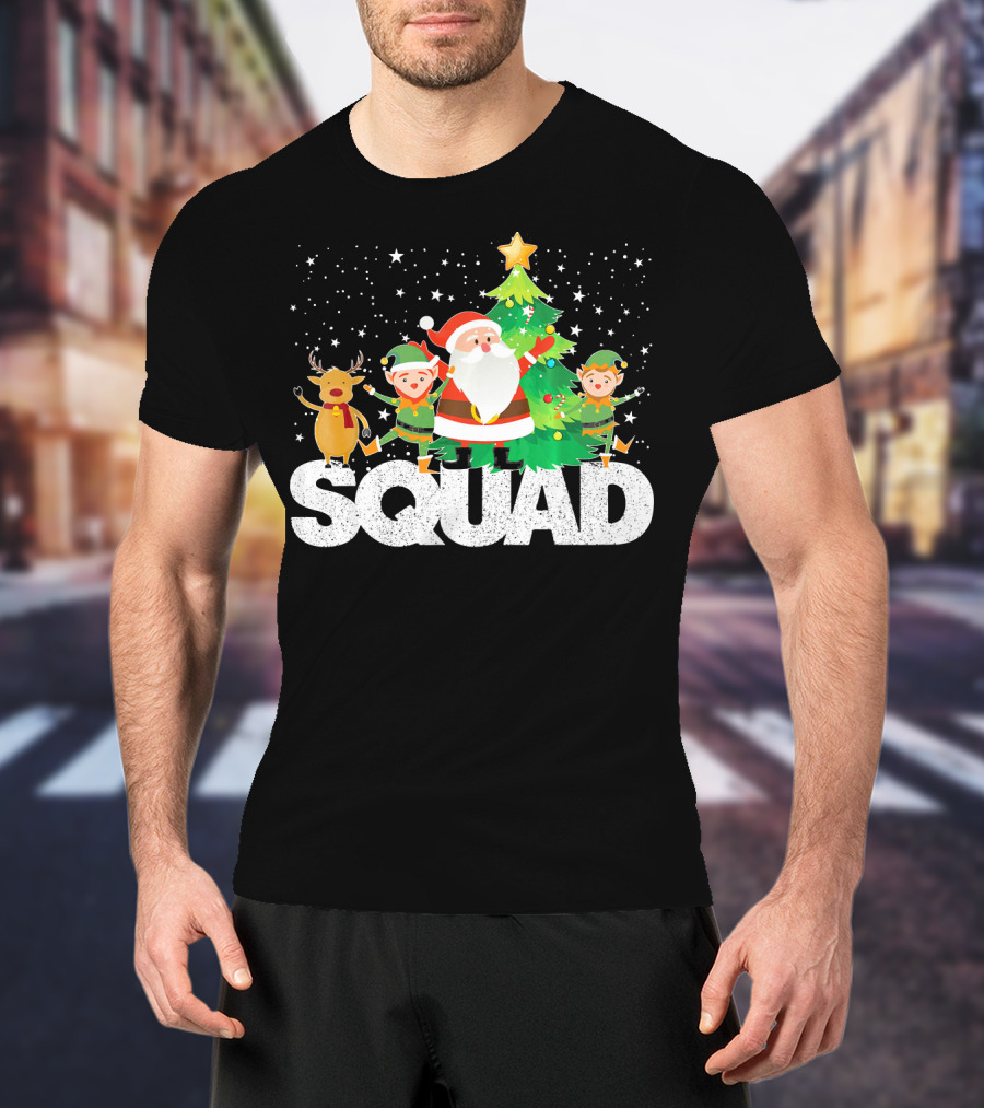 Santa Elf Reindeer Squad Christmas Tree T-Shirt