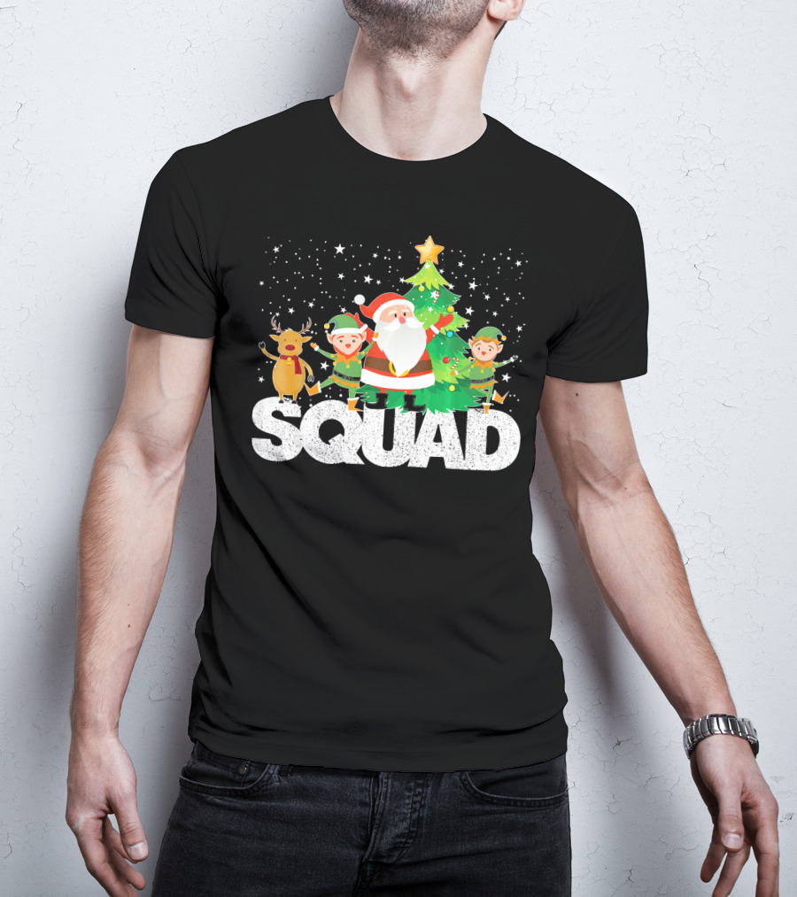 Santa Elf Reindeer Squad Christmas Tree T-Shirt