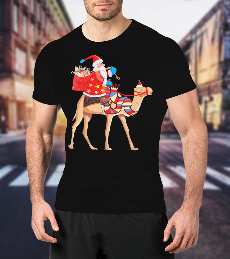 Santa Riding Camel Festive Christmas Adventure T-Shirt