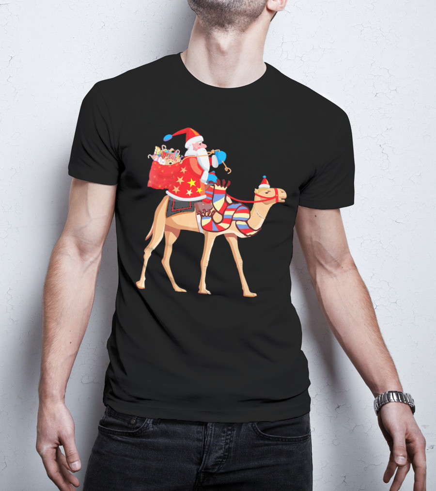 Santa Riding Camel Festive Christmas Adventure T-Shirt