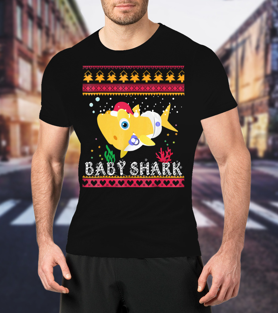 Baby Shark Santa Hat Christmas T-Shirt