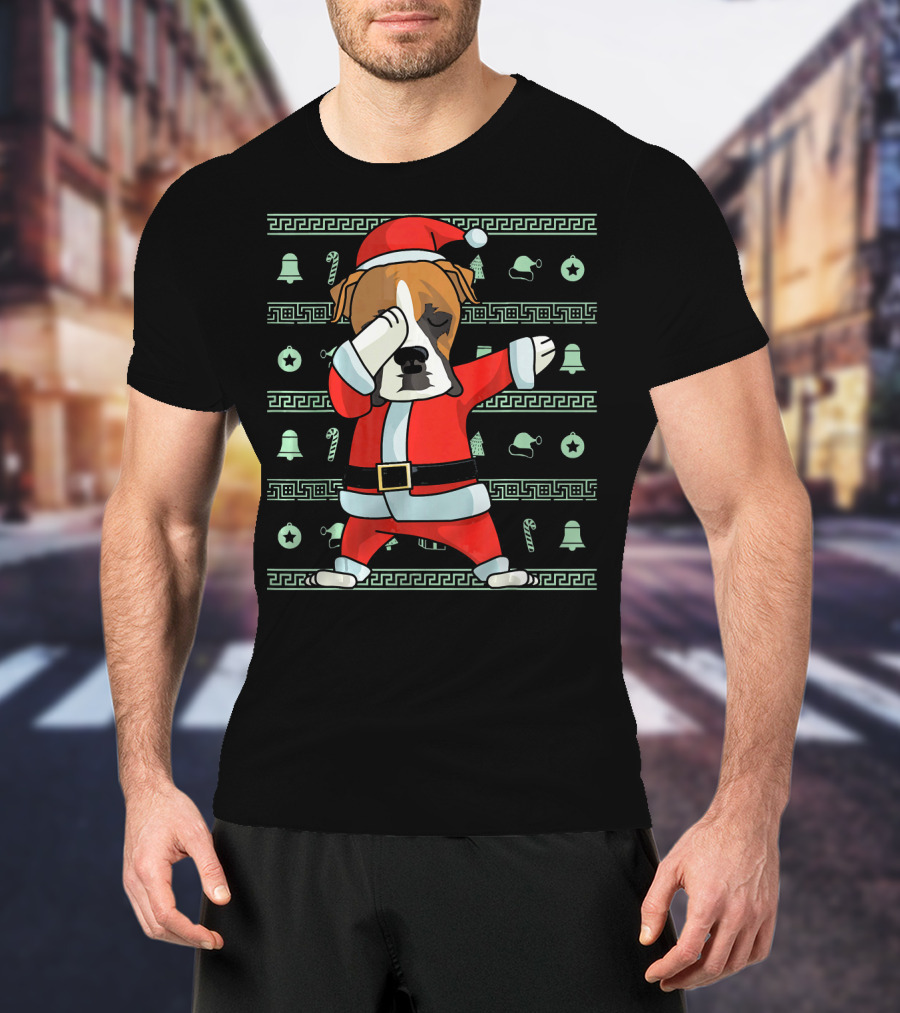 Santa Dabbing Boxer Dog Christmas T-Shirt
