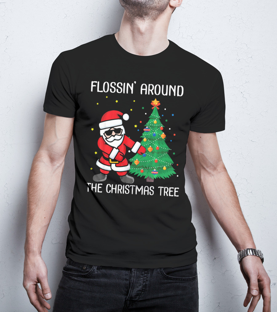 Flossin' Around The Christmas Tree With Santa Claus T-Shirt