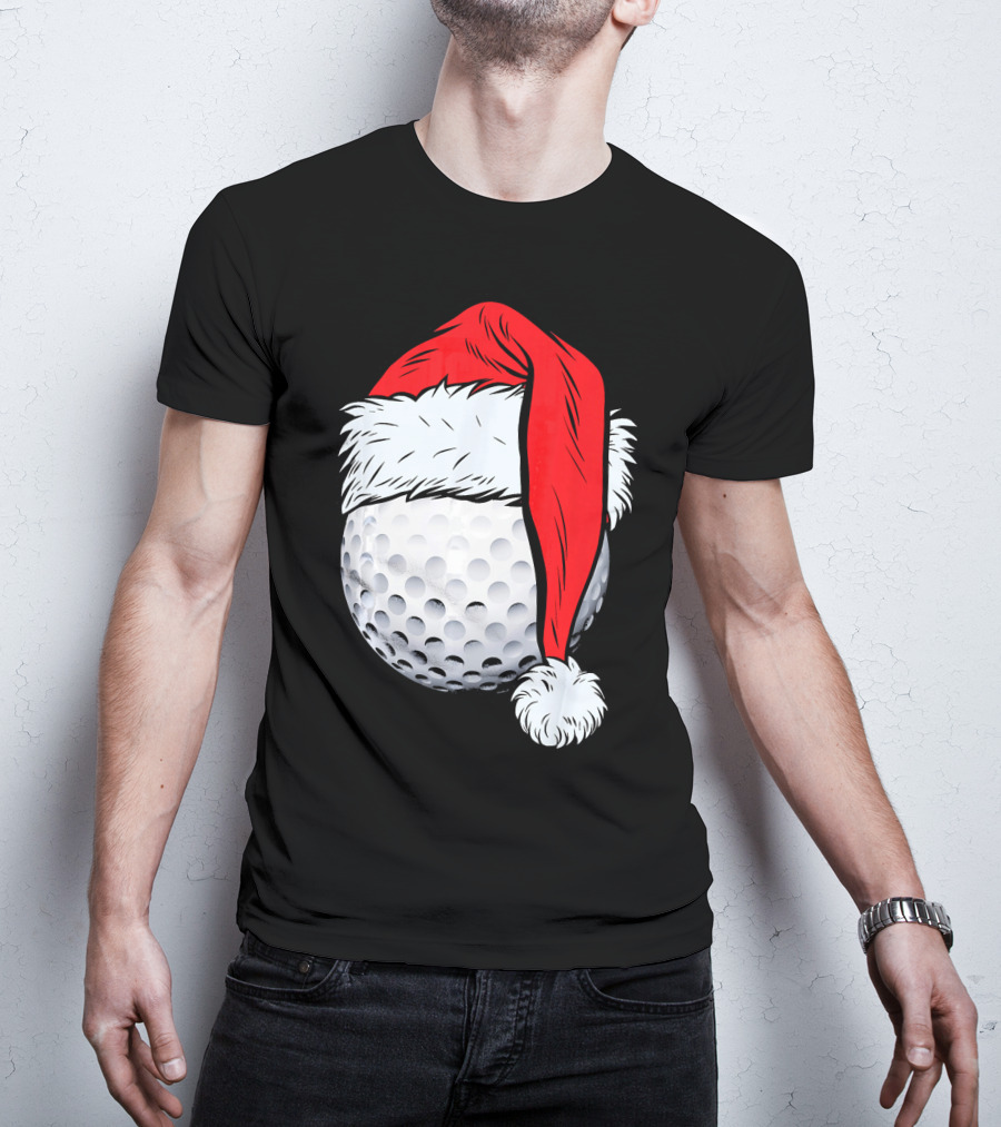 Christmas Golf Ball With Santa Hat T-Shirt