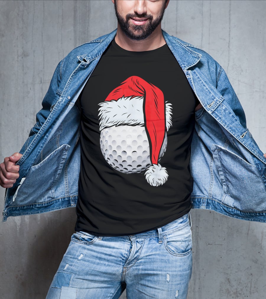 Christmas Golf Ball With Santa Hat T-Shirt